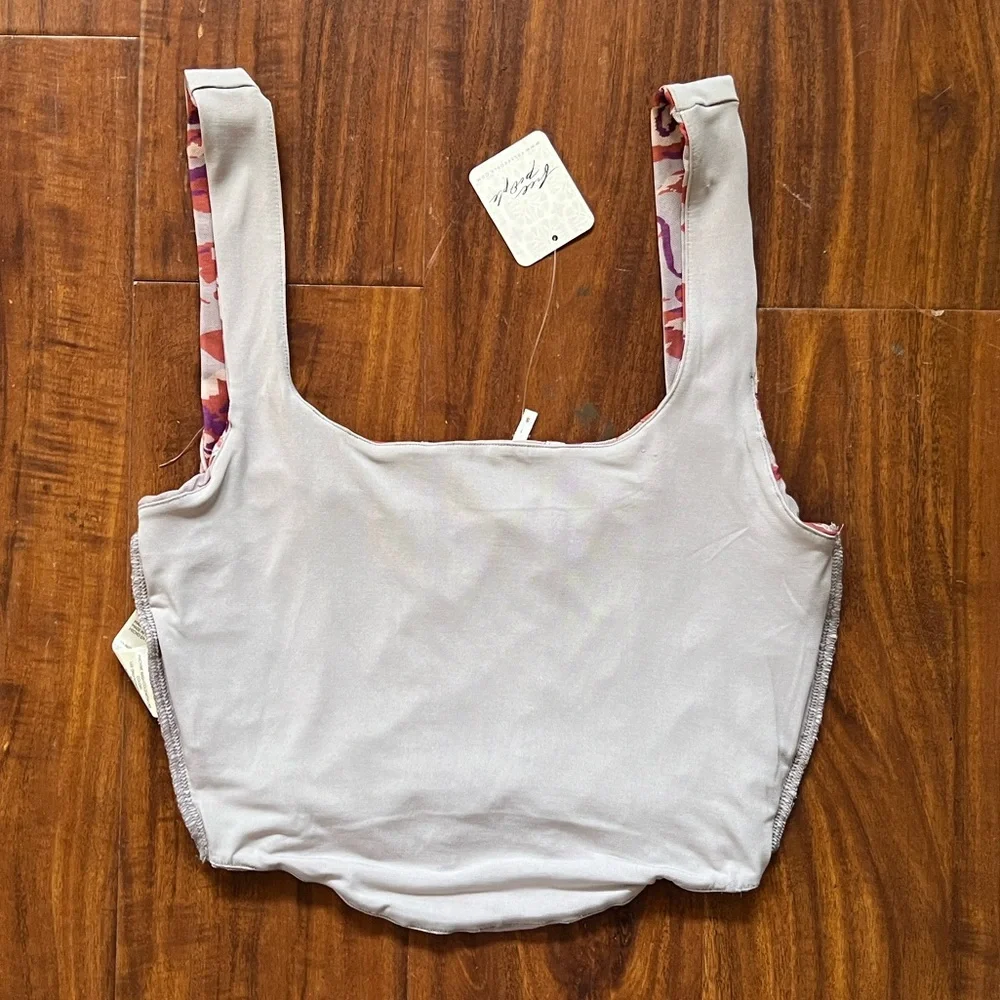 Free People Floral Corset Crop Top Coral Red Violet Small Mesh - Picture 10 of 11